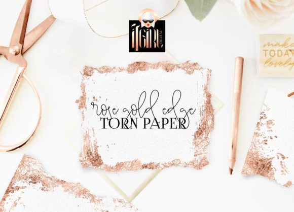 Elevate Your Digital Projects with Deckled Paper and Rose Gold Edge Digital Papers