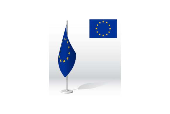 EUROPEAN UNION Republic Flag on Flagpole