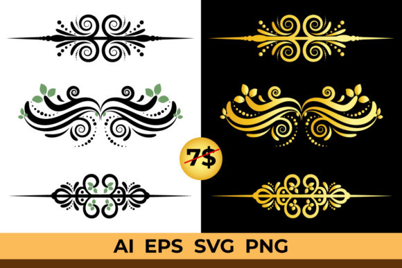 Floral Golden Ornaments and Dividers Set
