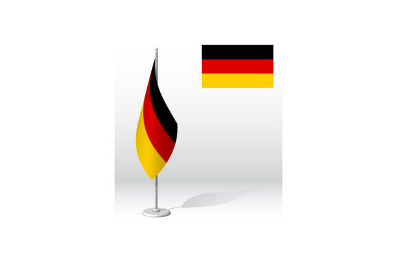 Germany Republic Flag on Flagpole for Re