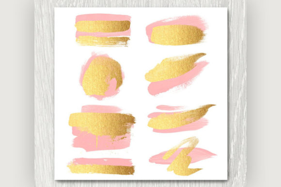 Gold and Blush Brush Strokes Clipart for Design