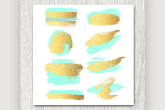 Gold and Mint Brush Strokes Clipart: Elevating Your Creative Projects with Timeless Elegance