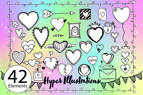 Hand Drawn Heart Set Clipart Elements for Creatives