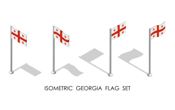 Isometric Flag of Georgia in Static Posi