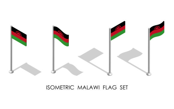 Isometric Flag of Republic of MALAWI in 3D Vector