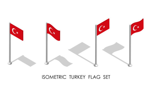 Isometric Flag of Republic of Turkey: A Modern Design Asset