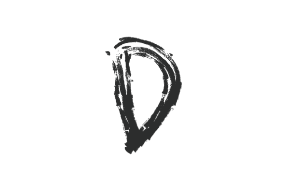 Letter D Hand Drawn Brush Watercolor Assets