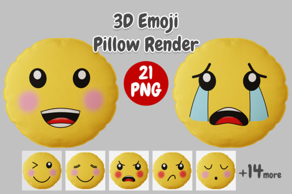 Pillow Emoticon Round 3d Render for Creative Projects