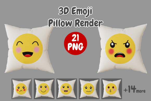 Pillow Emoticon Square 3D Render Guide