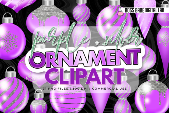 Purple and Diamond Christmas Ornaments for Festive Design