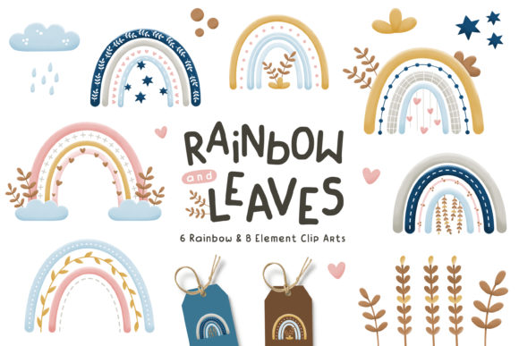 Rainbow and Leaves Graphics for Creative Projects