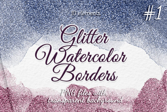 Watercolor Glitter Borders Colorful Set