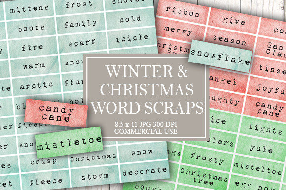 Winter and Christmas Word Scraps