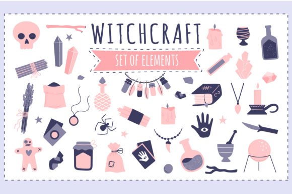 Witchcraft Elements Clip Art for Creative Projects